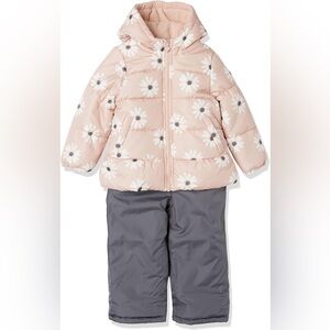 Floral Puffer Jacket with Gray Pants simple joys by carters size 4 snow carters